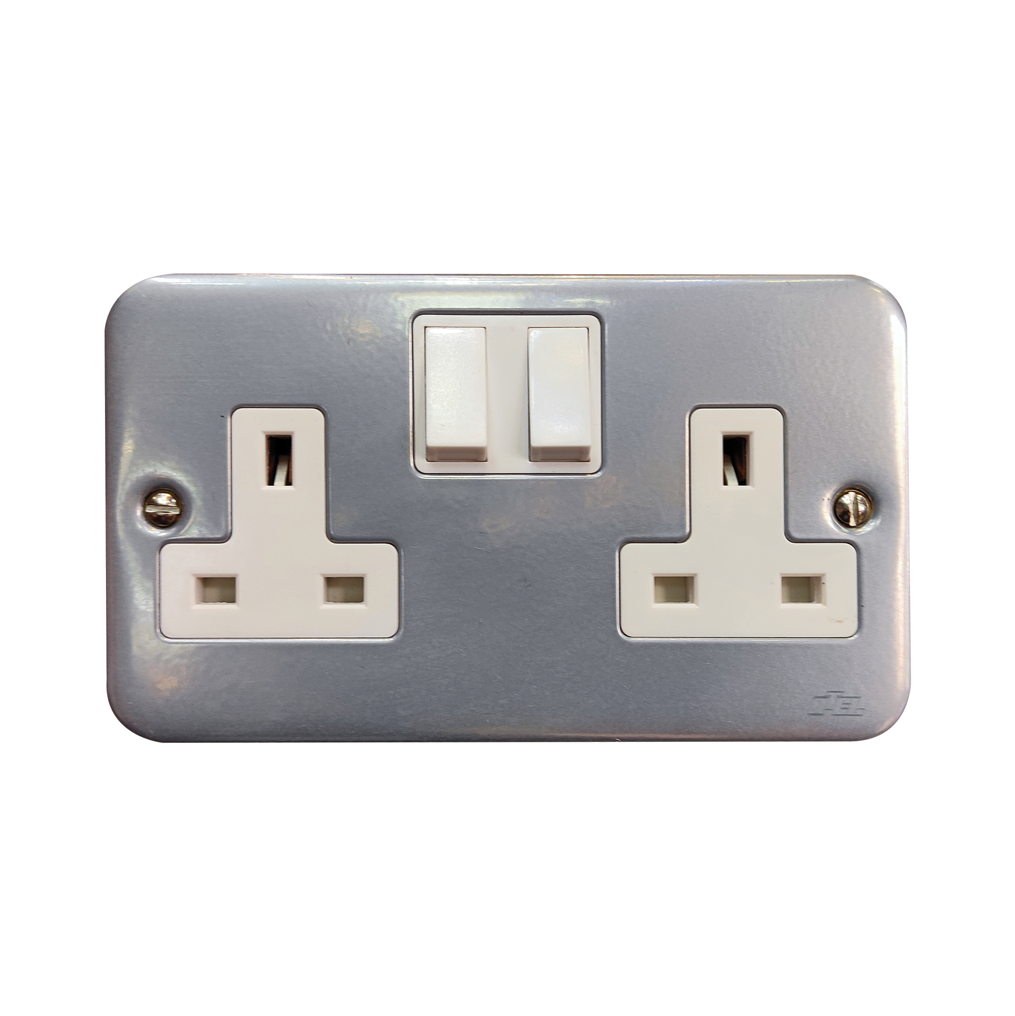 ATEL 13A 2 Gang Metal Clad Switch Socket